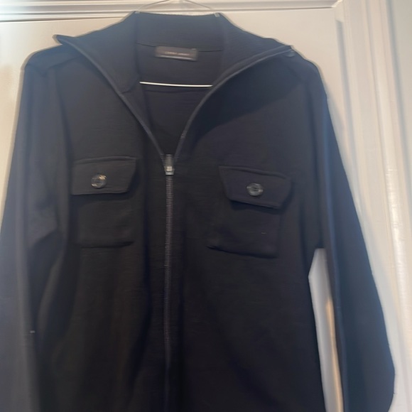 Zara men black color, large size, front pockets and ziper stylish cardigan - Picture 4 of 8